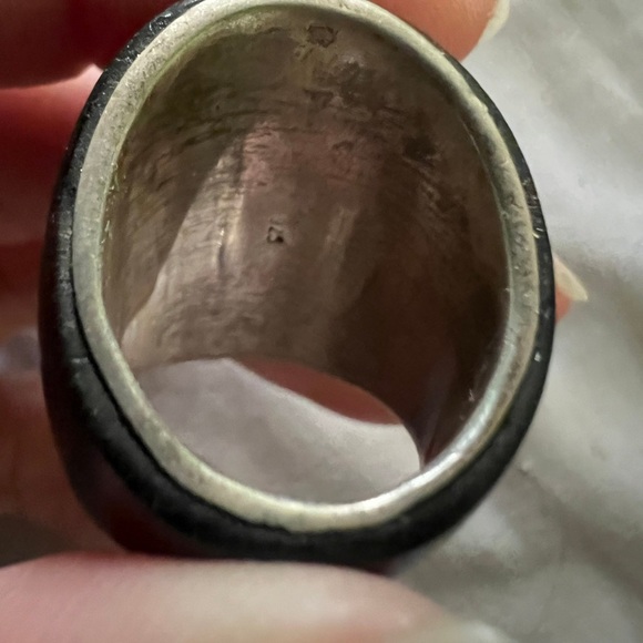 Dark wood & Sterling silver unique ring size 5.5 wooden - Picture 3 of 6
